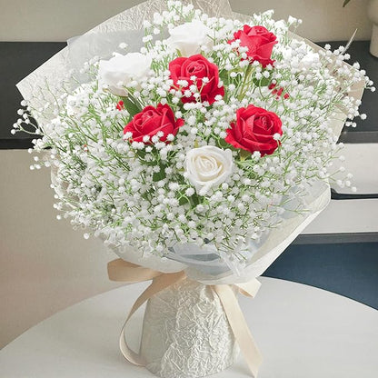 100Pcs Babys Breath Artificial Flowers, White Gypsophila Real Touch White Flowers Artificial Bulk, DIY Wedding Flower Bouquet, Fake Babies Breath Flowers Long Stems for Home Decor
