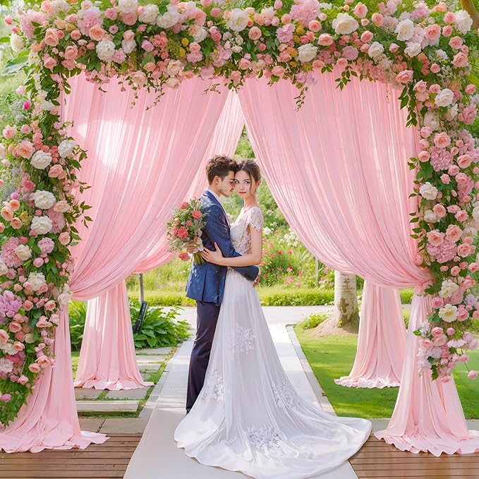 Pink Backdrop Curtains-Wrinkle-Free Polyester Photography Drapes Party Curtain Background for Baby Shower Wedding Decorations- 16 X10FT (Pink)