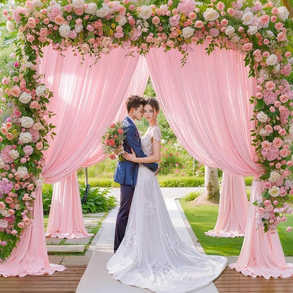 Pink Backdrop Curtains-Wrinkle-Free Polyester Photography Drapes Party Curtain Background for Baby Shower Wedding Decorations- 40 X10FT