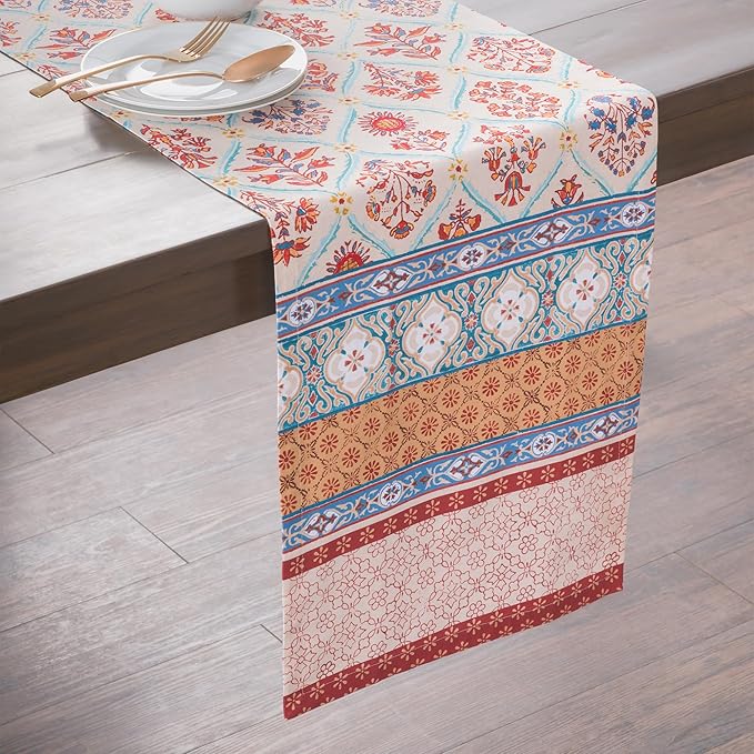 Maison d' Hermine Table Runner 100% Cotton Single Layer Table Runners 72 inches Long for Thanksgiving Christmas Decorations Home Kitchen Dining Party Wedding (Romane, 14.5" x 72")