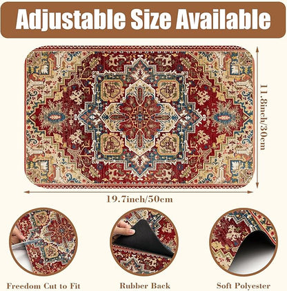 Boho Dish Drying Mat Persian Tribal Coffee Bar Mat for Countertop Absorbent Rubber Backed Hide Stain Dish Drainer Rack Pad Coffee Maker Espresso Machine Dining Room Decoration 11.8 x 19.7 Inch