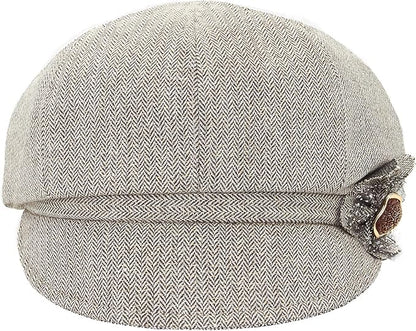 Women Retro Classic Visor Newsboy Cabbie Cap Beret Hats with Flower Buckle for Woman Ladies