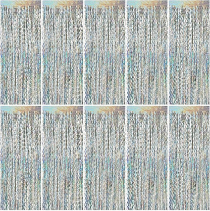 Tinsel Foil Fringe Curtains Wavy Backdrop for Parties Sparkle Metallic Wavy Foil Fringe Backdrop Curtain for Party Decorations Photo Booth Props for Birthday Graduation Wedding