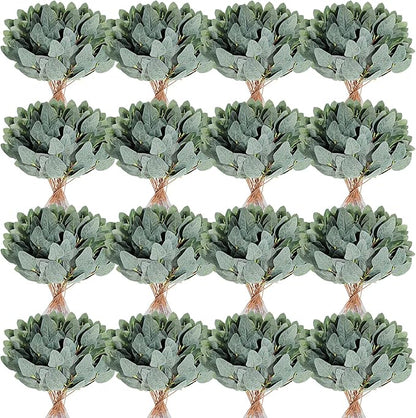 Tigeen 100 Pcs Artificial Eucalyptus Stems Leaves Bulk, 14'' Tall Silver Dollar Eucalyptus Stems Greenery Stems Fake Eucalyptus Plant Branches for Wedding Vase Bouquet Flower DIY Wreath Home Decor