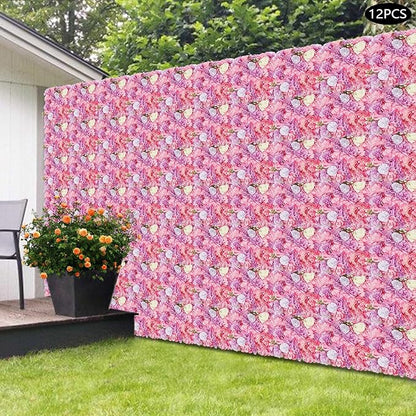 15"x 15" Artificial Flower Wall Panels,Flower Wall Mat Silk Flower Panels for Outdoor Garden Backyard Fence Fence Privacy Screen and Indoor Wall Decor(12Pcs White,Style 3)
