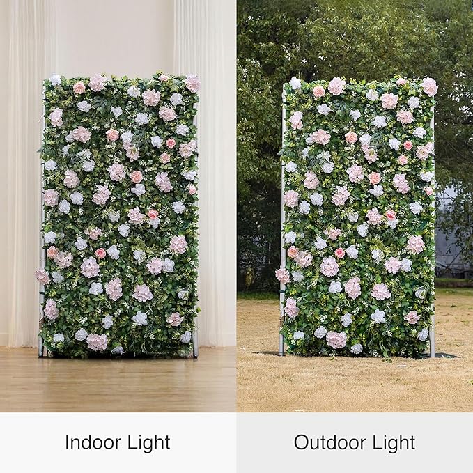 Artificial Luxury‌ Flower Wall Panels, Gorgeous 3D Silk Floral Backdrop for Wedding, Baby Show, Party and Home Decor, Quick Assembly/Storage, Eco ＆ Pet Friendly, 2 pcs, Each Panel 2 * 8 ft.