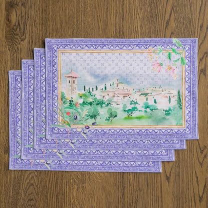 Maison d' Hermine Placemat 100% Combed Cotton Premium Cloth Placemats 13"x19" Washable Place Mats, Home, Kitchen, Dining, Cocktail Parties & Camping -Luberon (Set of 4)