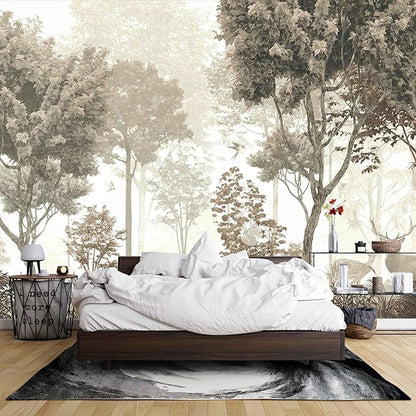 Floral Forest Wall Murals Peel and Stick Forest murals Removable Waterproof Large Wallpaper for Living Room Bedroom (Color-11, 118×82 inch)