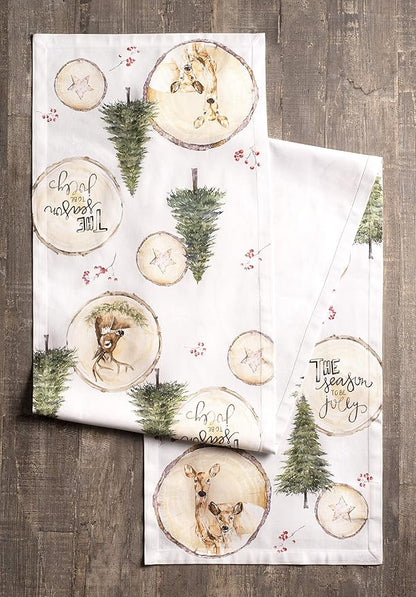 Maison d' Hermine Table Runner 100% Cotton Single Layer Table Runners 60 inches Long for Thanksgiving Christmas Decorations Home Kitchen Dining Party Wedding (Mountain Life, 14.5" x 60")
