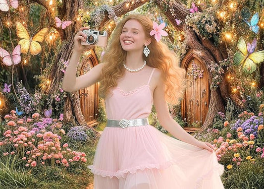 15X10ft Enchanted Forest Backdrop Fairy Tale Magic Garden Wonderland Floral Butterfly Photography Background for Kids Girls Baby Shower Birthday Party Decoration Cake Table Photo Booth Props