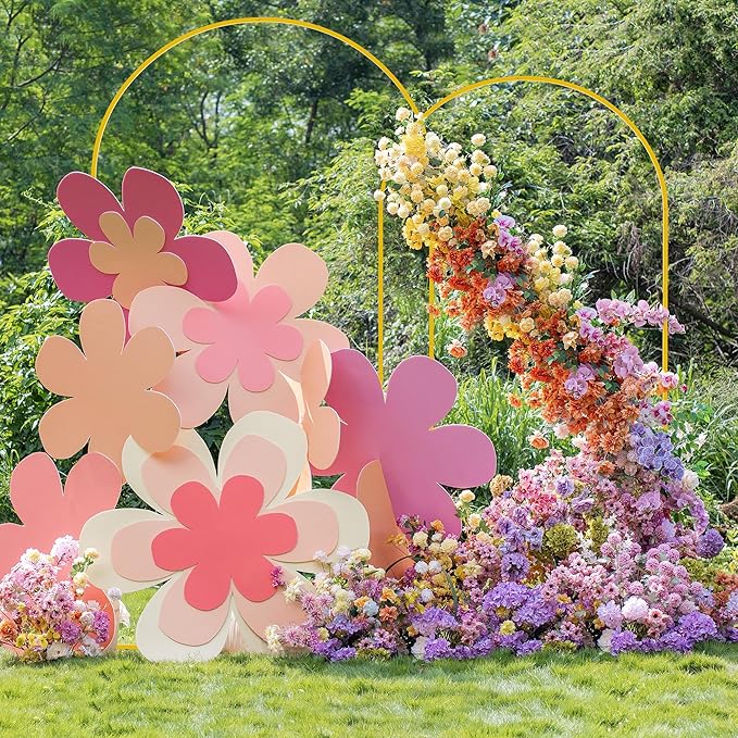 Fomcet Metal Arch Backdrop Stand 7.2FT & 6.6FT Set of 2 Gold Wedding Arch Stand Backdrop Frame for Birthday Party Baby Shower Graduation Ceremony Decoration