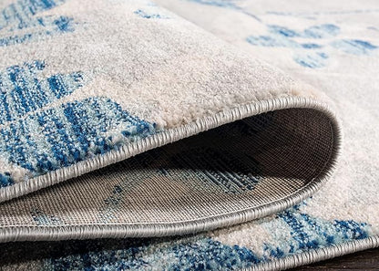 SAFAVIEH Evoke Collection 2'2" x 4' Grey/Light Blue EVK236J Floral Non-Shedding Living Room Bedroom Accent Rug