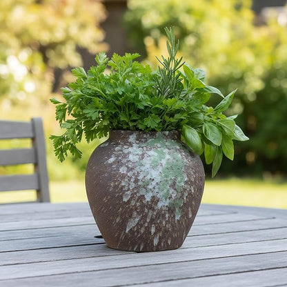 Rustic Farmhouse Ceramic Vase Home Decor,Handmade Vintage Stoneware Clay Pottery Terracotta Textured for Modern Farmhouse, Living Room, Office Desk Table Shelf(Brown) 6IN