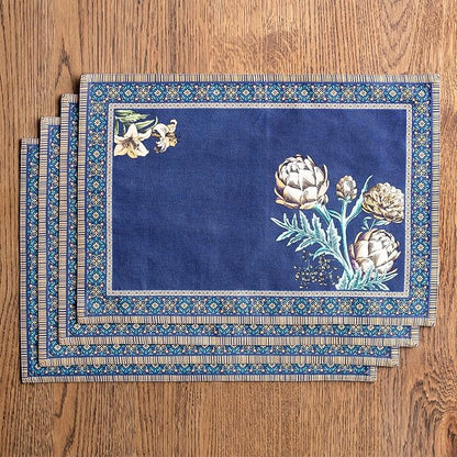 Maison d' Hermine Placemats 100% Combed Cotton Premium Set of 4 Decorative Washable Table Cloth Placemat, Dining, Buffet Parties & Wedding Use Artichoke (13 Inch x 19 Inch)