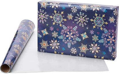 Papyrus Wrapping Paper Rolls for Christmas, Hanukkah, and All Holidays, Snowflakes Print and Metallic Silver (3 Rolls, 62.5 sq. ft.)