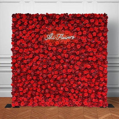 Artificial Red Rose Flower Wall Backdrop Luxury‌ Floral Backdrop for Wedding Balloon Party Baby Shower Birthday Decor Quick Assembly