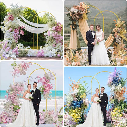 Fomcet Metal Arch Backdrop Stand 7.2FT & 6.6FT Set of 2 Gold Wedding Arch Stand Backdrop Frame for Birthday Party Baby Shower Graduation Ceremony Decoration