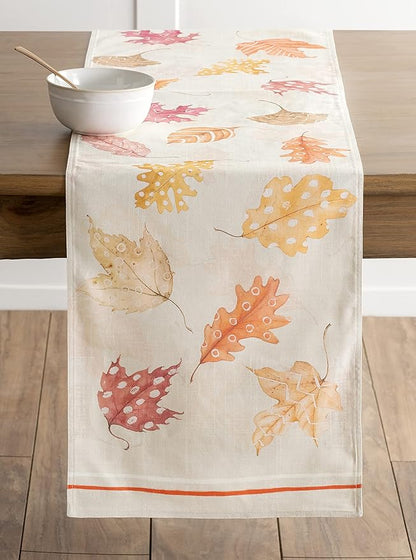 Maison d' Hermine Table Runner 100% Cotton Double Layer Table Runners 108 inches Long for Thanksgiving Christmas Decorations Home Kitchen Dining Party Wedding (Colours of Autumn, 14.5" x 108")