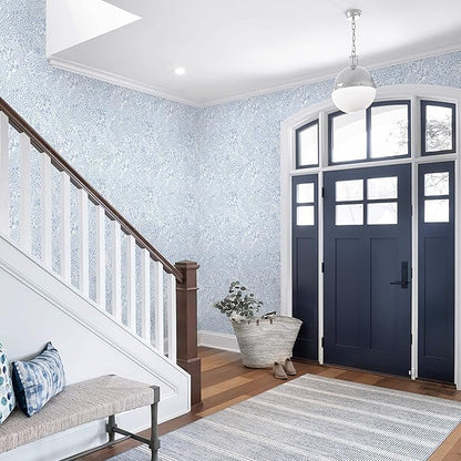 Heroad Peel and Stick Wallpaper Light Blue Floral Contact Paper 30'x17.3'' Boho Wall Paper Modern Removable Self Adhesive Wallpaper for Bedroom Bathroom Kitchen Cabinet Decor Waterproof Vinyl Roll