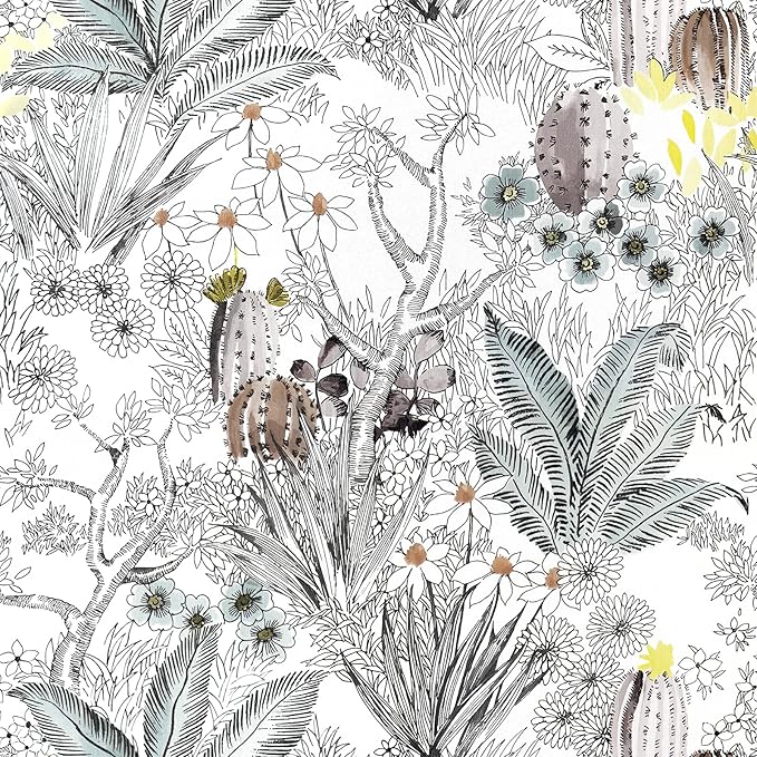 Wudnaye Gray Floral Peel and Stick Wallpaper Vintage Contact Paper 17.7 inch × 118.1 inch Self Adhesive Removable Wall Paper Stick and Peel Waterproof Botanical Wallpaper for Bathroom