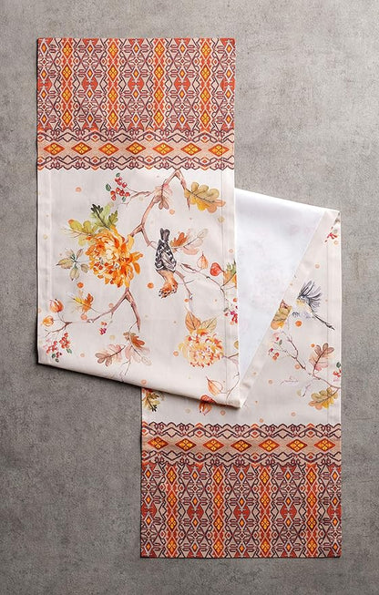 Maison d' Hermine Table Runner 100% Cotton Single Layer Table Runners 48 inches Long for Thanksgiving Christmas Decorations Home Kitchen Dining Party Wedding (Kelim - Prairie, 14.5" x 48")