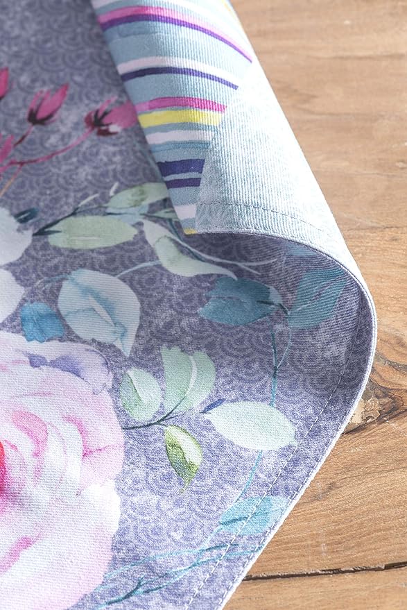 Maison d' Hermine Placemats Set of 4 100% Cotton Washable Cloth Place Mats, Reusable Table Mats for Kitchen Dining Decoration, Party, Restaurant Spring/Summer (Sweet Rose Lavender - Lush, 13" x 19")