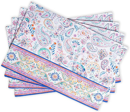 Maison d' Hermine Placemats Set of 4 100% Cotton Washable Cloth Place Mats, Reusable Table Mats for Kitchen Dining Decoration, Party, Wedding, Restaurant Spring/Summer (Indian Floral, 13" x 19")