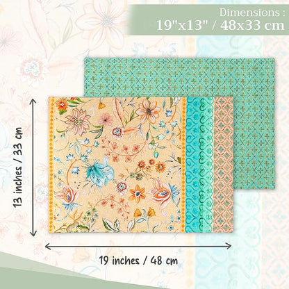 Maison d' Hermine Placemats Set of 4 100% Cotton Washable Cloth Place Mats, Reusable Table Mats for Kitchen Dining Decoration, Party, Wedding, Restaurant Spring/Summer (Luxury Loft - Peach, 13" x 19")