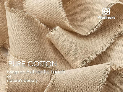 Vitalizart Nude Ribbon 1-1/2" x 15 Yd 100% Cotton Handmade Frayed Fringe Fabric Ribbons for Gift Wrapping Wedding Invites Bridal Shower Bouquets Christmas Decorations