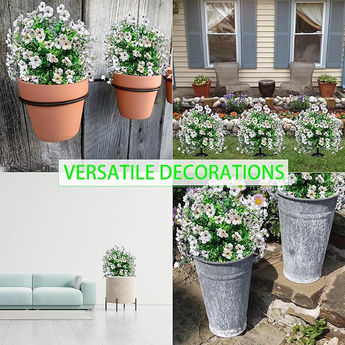 2 Pcs Artificial Boxwood Topiary Ball Trees 23" With Ground Spike, Weather Proof UV Resistant Faux Greenery Shrubs & Bushes for Porch, Garden, Front Yard Decor, Indoor/Outdoor Planters - White