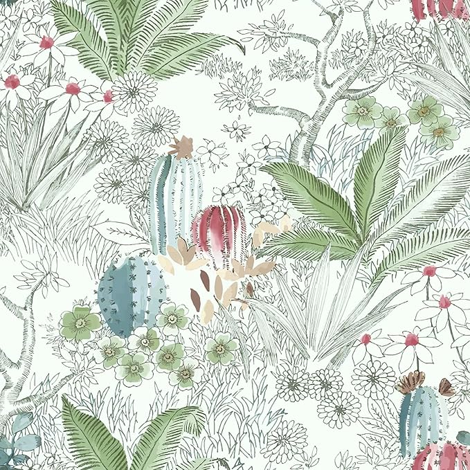 Erfoni Floral Peel and Stick Wallpaper - 17.7" x 118.1" Vintage Flower Wallpaper with Leaf Pattern - Self-Adhesive, Removable Vinyl for Bathroom Cabinets