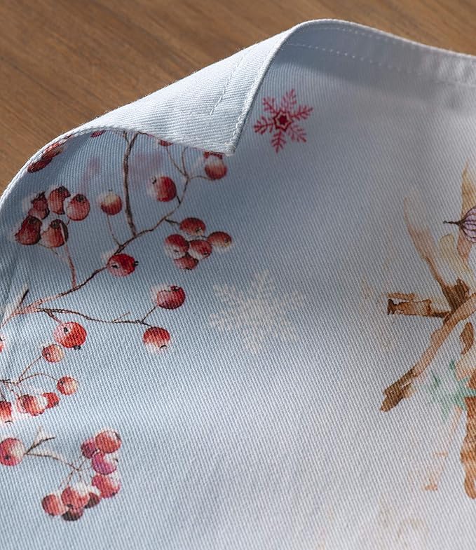 Maison d' Hermine Placemats Set of 4 100% Cotton Washable Cloth Place Mats, Reusable Table Mats for Thanksgiving Christmas Decorations Kitchen Dining Party Wedding (Fairy Tale Forest, 13" x 19")