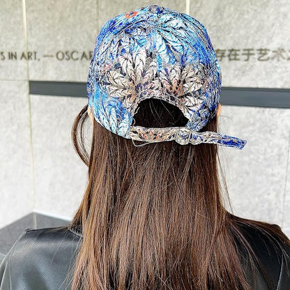 Bling Baseball Caps for Women, Rhinestone Summer Flower Baseball Hat, Adjustable Spring Fall Denim Sequin Jean Hat