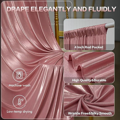 gogoparti 20x10FT Rose Gold Sequin Backdrop Curtain - 4 Panels of 5x10FT Wrinkle-Free Glitter Drapes for Photography, Birthdays, Weddings & Graduations