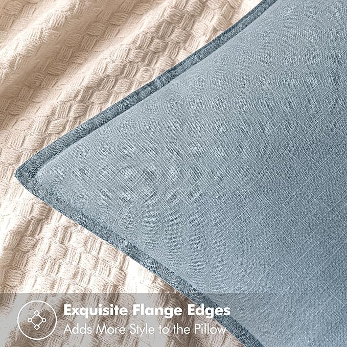 MIULEE Decorative Linen Pillow Covers 28x28 Inch Blue Grey Boho Farmhouse Neutral Couch Throw Pillows for Bed Pack of 2 Accent Modern Pillowcase Sofa Livingroom Home Decor