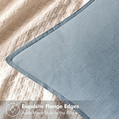 MIULEE Decorative Linen Pillow Covers 28x28 Inch Blue Grey Boho Farmhouse Neutral Couch Throw Pillows for Bed Pack of 2 Accent Modern Pillowcase Sofa Livingroom Home Decor