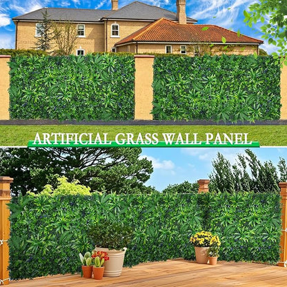 8pcs 20''x20'' Grass Wall Panels, Artificial Hedge Panels Greenery Wall, UV Protected Faux Grass Backdrop Privacy Fence Screen, Greenery Wall for Outdoor Indoor Garden Birthday Wedding Decor