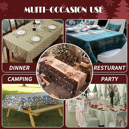 Christmas Rectangle Table Cloth,100% Waterproof Tablecloth,Christmas Decorations for Home, Vinyl Tablecloth Plastic Table Cover for Party，Picnic,Dining,Outdoor 54" x 54",Crimson Checked