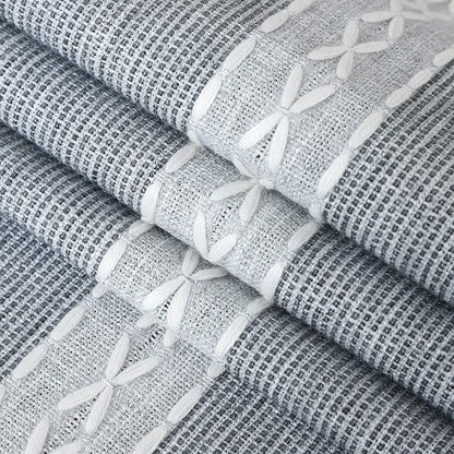 Farmhouse Braided Striped Table Runner Rustic Embroidery Coffee Table Runners for Decorations Weddings Holiday Grey 13x108inch