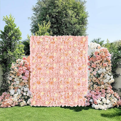 YOUMEHOME Flower Wall Backdrop Artificial Flowers - 5ftx3.74ft Flower Wall Floral Wall Panels for Wedding Backdrop - Home Party - Baby Shower Decoration