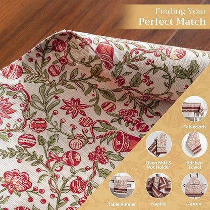 Maison d' Hermine Placemats Set of 4 100% Cotton Washable Cloth Place Mats, Reusable Table Mats for Thanksgiving Christmas Decorations Kitchen Dining Party Wedding (Reveillon Au Jardin, 13" x 19")