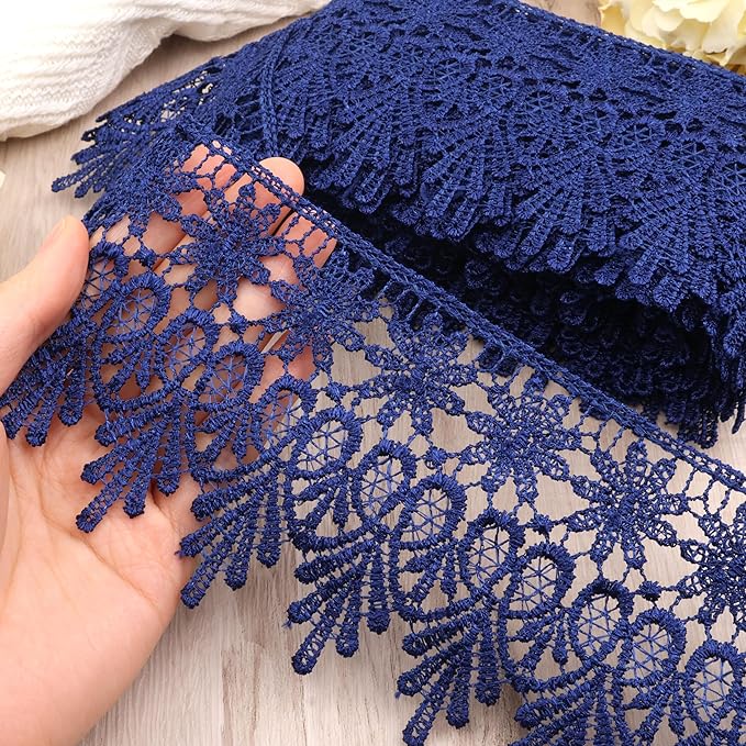 Green Lace Trim 7.5 Yards Wide Embroidered Floral Trim Edge Venise Lace Ribbon for Wedding Dress Crafting, Costume Design, DIY Apparel Embellishment, Home Decor
