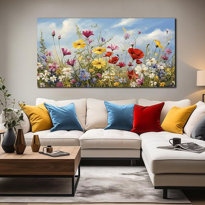 Flower Pictures Wall Decor for Bedroom Women Colorful Wall Art for Living Room Large Size Ready to Hang 29 x 58 Inch