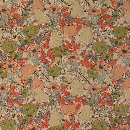Aimyoo Kraft Floral Wrapping Paper Roll - Mini Roll - 17 Inch x 16.4 Feet - All Occasion Vintage Flower Gift Wrap Paper for Mother's Day Wedding Birthday Bridal Shower