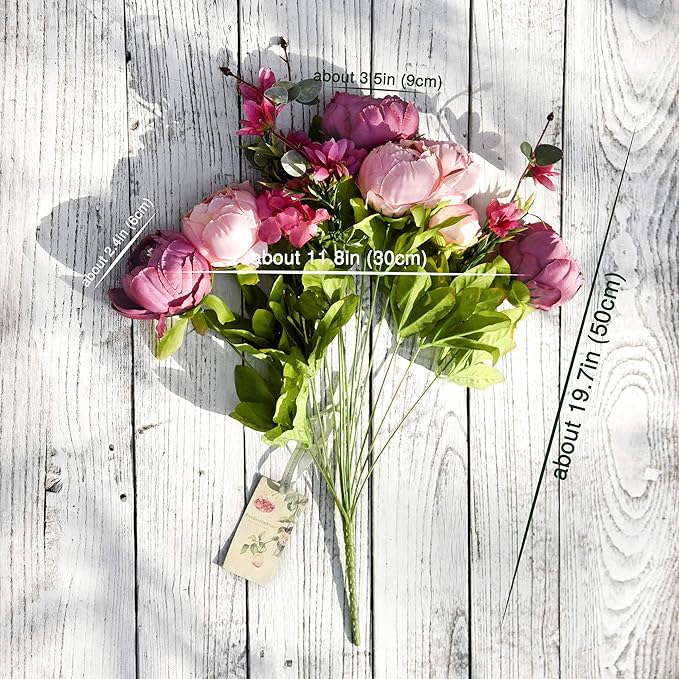 FiveSeasonStuff Vintage Artificial Peonies Silk Flowers and Hydrangeas for Wedding Bridal Home Décor – Beautiful Floral Centerpiece Arrangement Decoration with 2 Bouquets (Mixed Fandango)