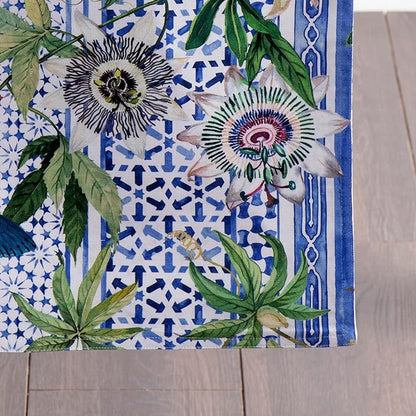 Maison d' Hermine Table runner 100% Cotton Double Layer Table Runners 72 inches long Decorative for Home Kitchen Dining Party Baby Shower Wedding Bridal Shower Spring Summer (Passiflora, 14.50" x 72")