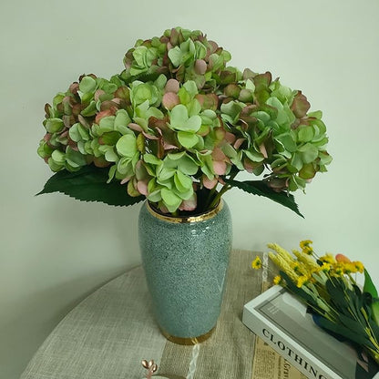 Green Hydrangea Artificial Flowers,6 Pcs Faux Green Hydrangea Flowers, Artificial Hydrangeas Flowers with Stems,Fake Hydrangea Flowers, Hydrangea Silk Flowers (6, Green)