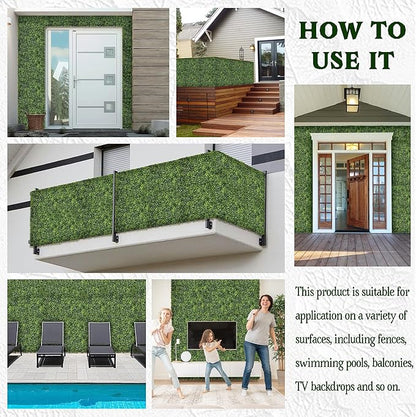 Artificial Boxwood Roll Panel Backdrop: 60"X120" UV-Anti Greenery Faux Grass Wall Hedge for Indoor Outdoor Green Decor & Backyard Background Decorations Fence Covering Privacy