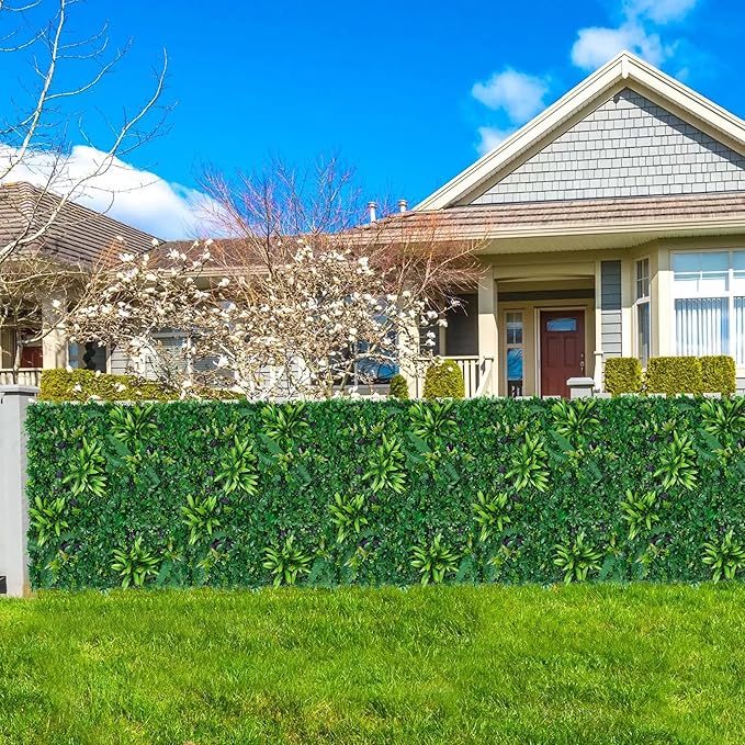 Artificial Boxwood Panels, Grass Wall Panels 20"x20"(8pcs), Privacy Hedge Fence Screen with UV Protection, Fake Greenery Backdrop for Indoor Wedding and Outdoor Garden Backyard