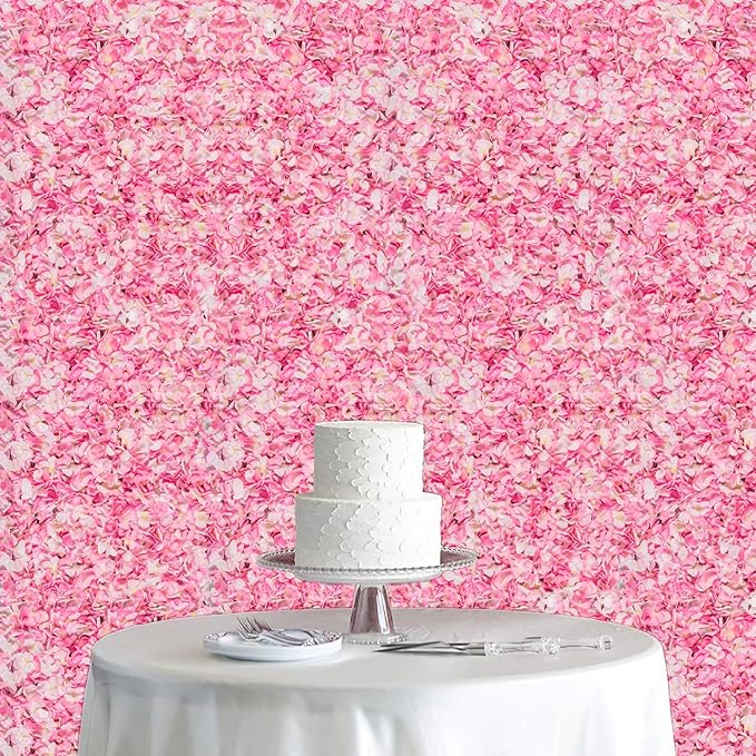 Flower Wall Panel Set, U'Artliens Artificial Wall Flower Backdrop 24x16 Inch 3D Silk Hydrangea Rose Floral Panel for Photo Background Home Party Wedding Backdrop Decoration (2pcs, Pink)